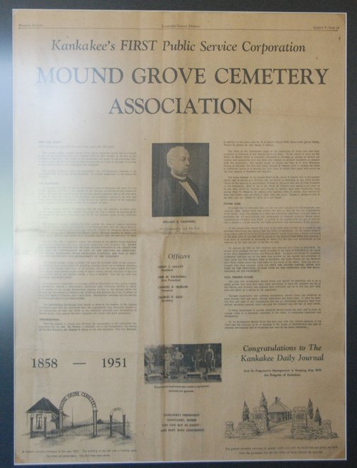Mound Grove Cemetery: Newspaper in office