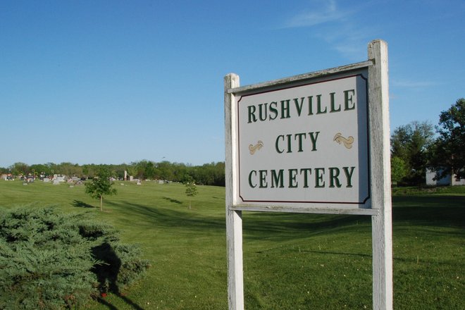 Rushville City Cemetery: wood sign