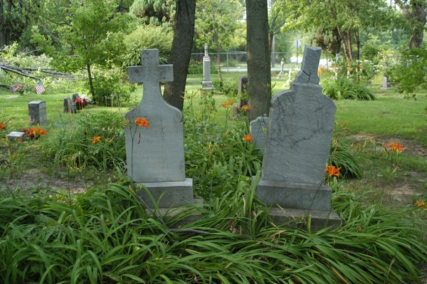 Russian Cemetery: Orange Flowers